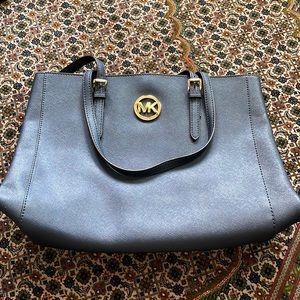 Michael Kors Blue Leather Tote Bag